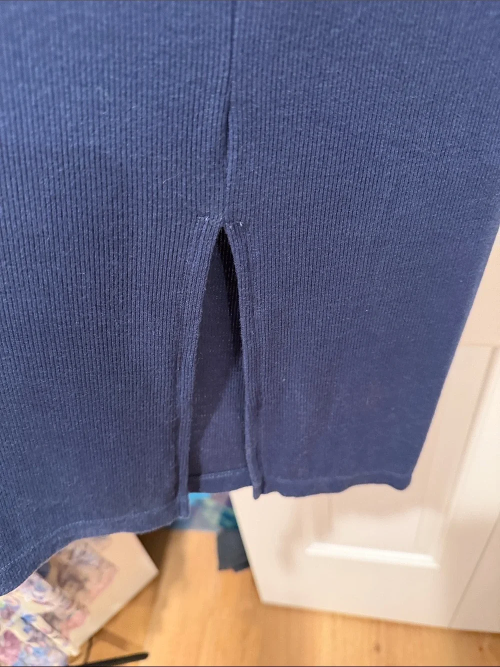 Quince Navy Sleeveless double layer Midi Dress small - Picture 2 of 3